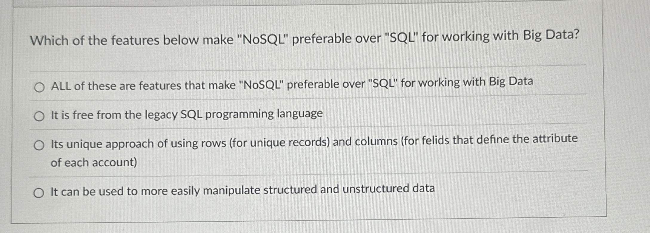 Which of the features below make "NoSQL"