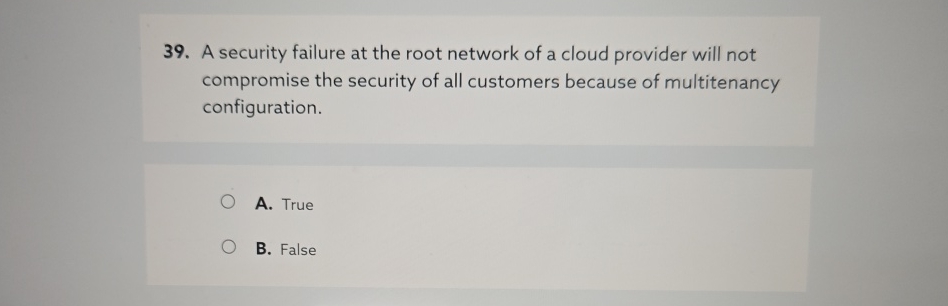 A security failure at the root network of a cloud