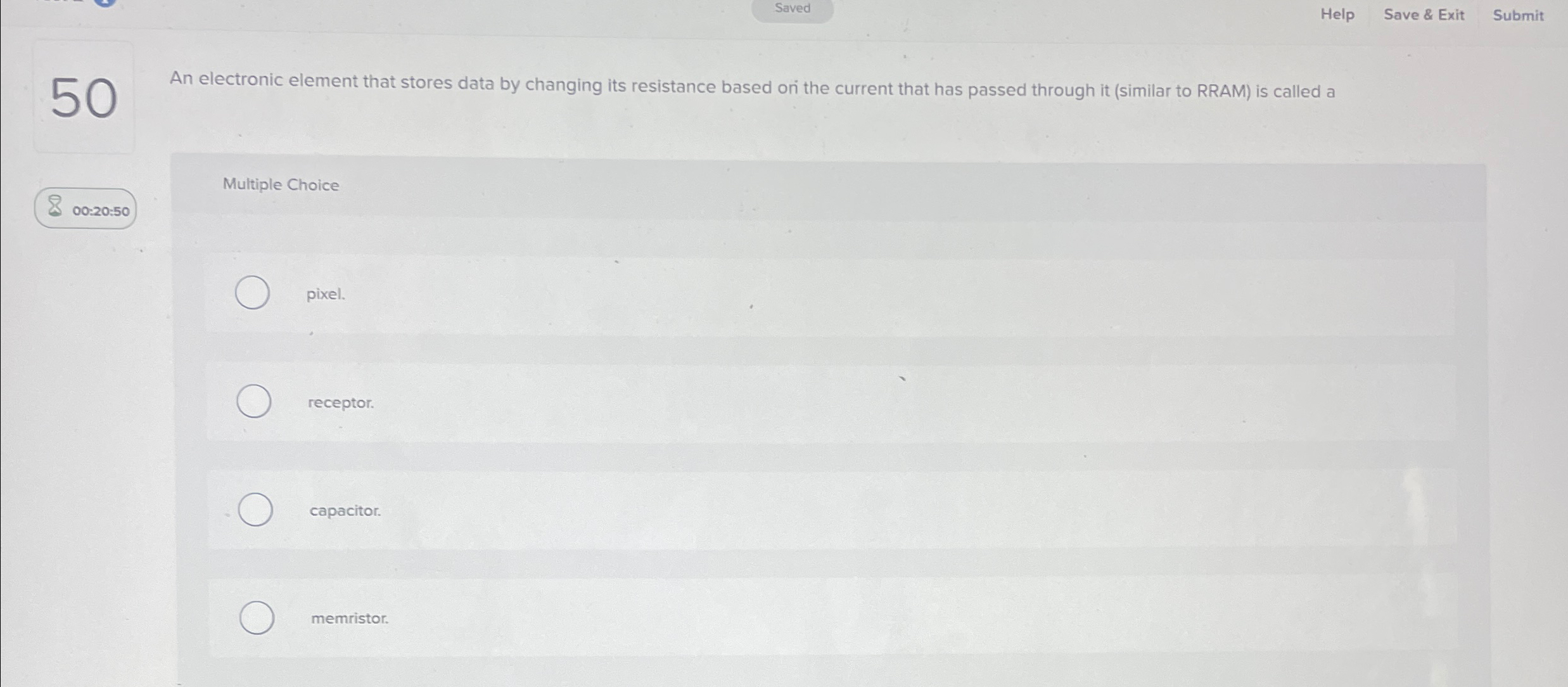 Saved Help Save & Exit Submit 5 0 An electronic