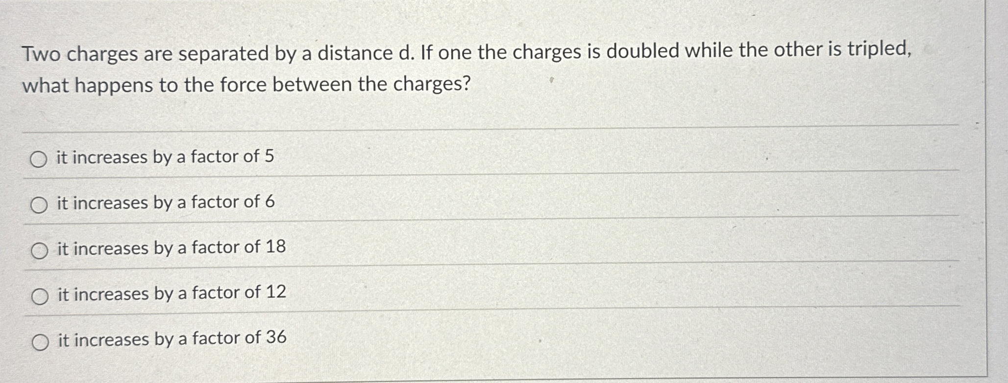 Two charges are separated by a distance d . If