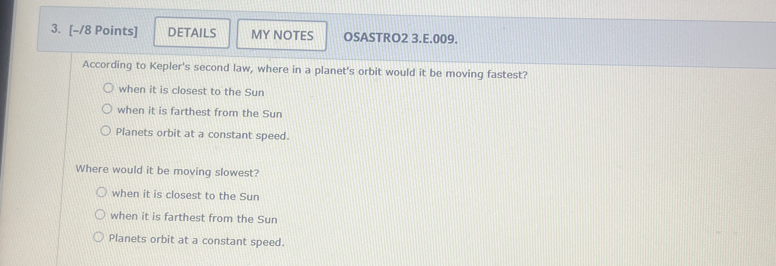 [ - / 8 Points ] OSASTRO 2 3 . E . 0 0 9 .