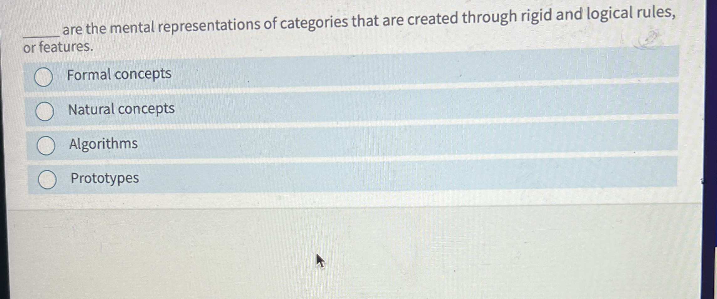 q , are the mental representations of categories