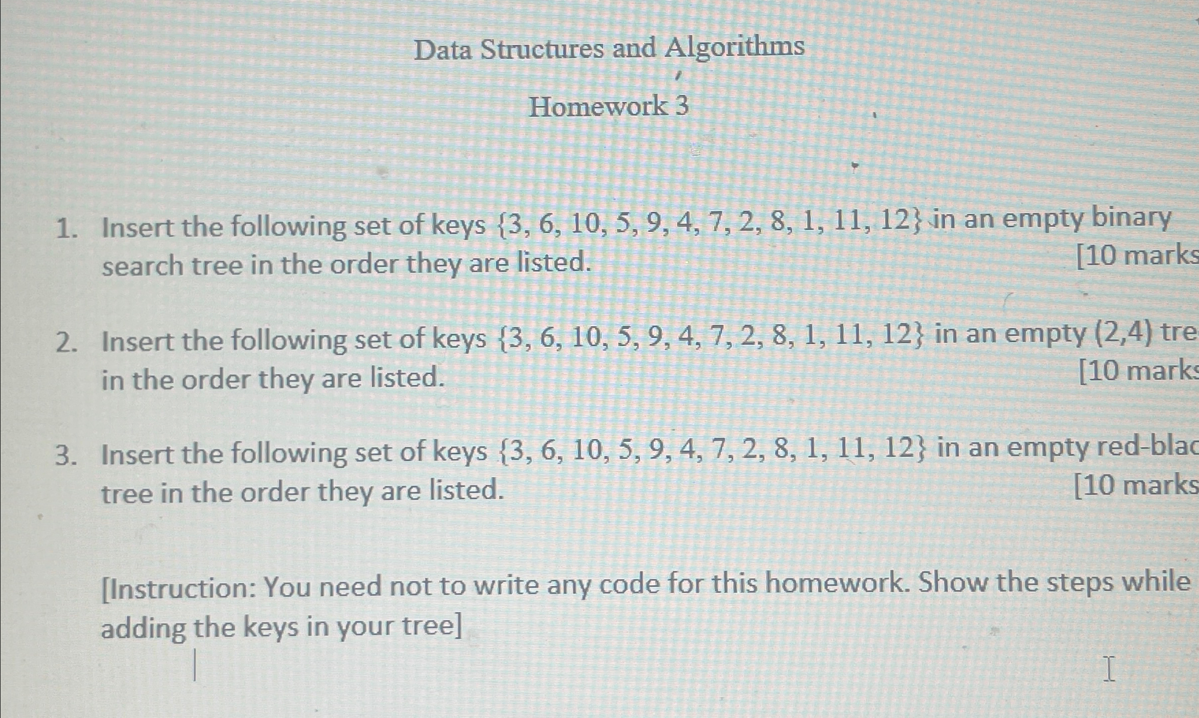 Data Structures and Algorithms , Homework 3