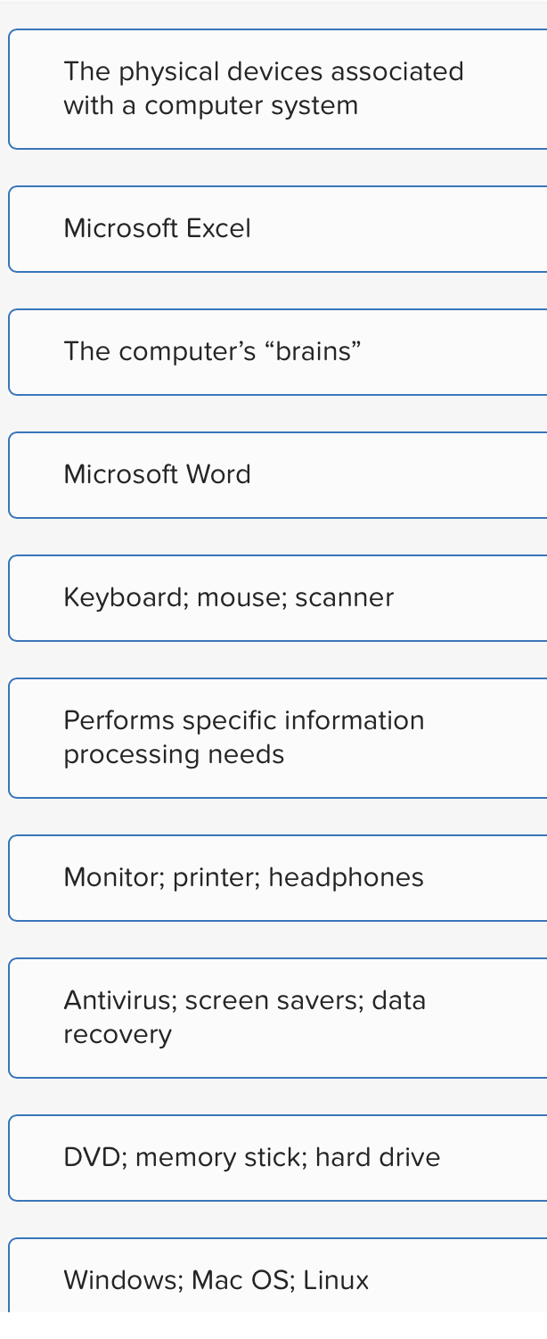 The physical devices associated with a computer