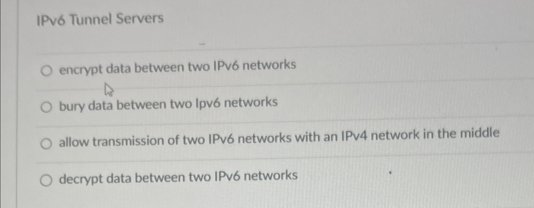 IPv 6 Tunnel Servers encrypt data between two IPv