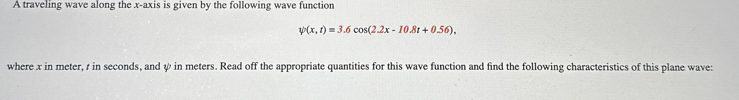 A traveling wave along the x - axis is given by