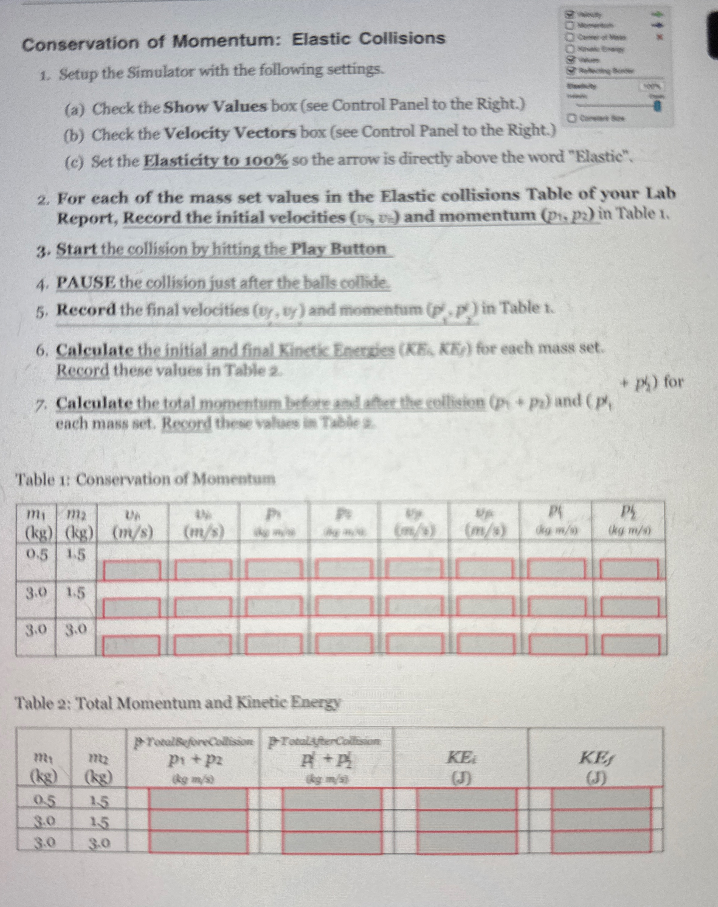 Conservation of Momentum: Elastic Collisions