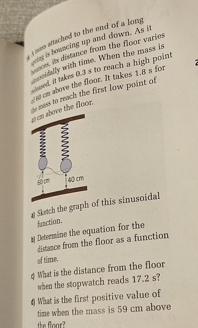 above the floor. a ) Sketch the graph of this
