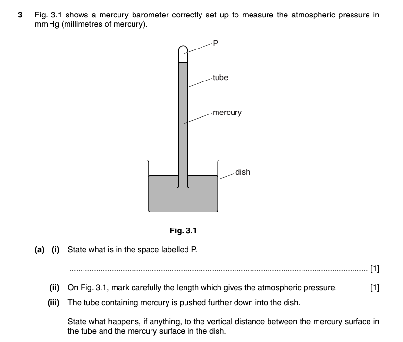 3 Fig. 3 . 1 shows a mercury barometer correctly
