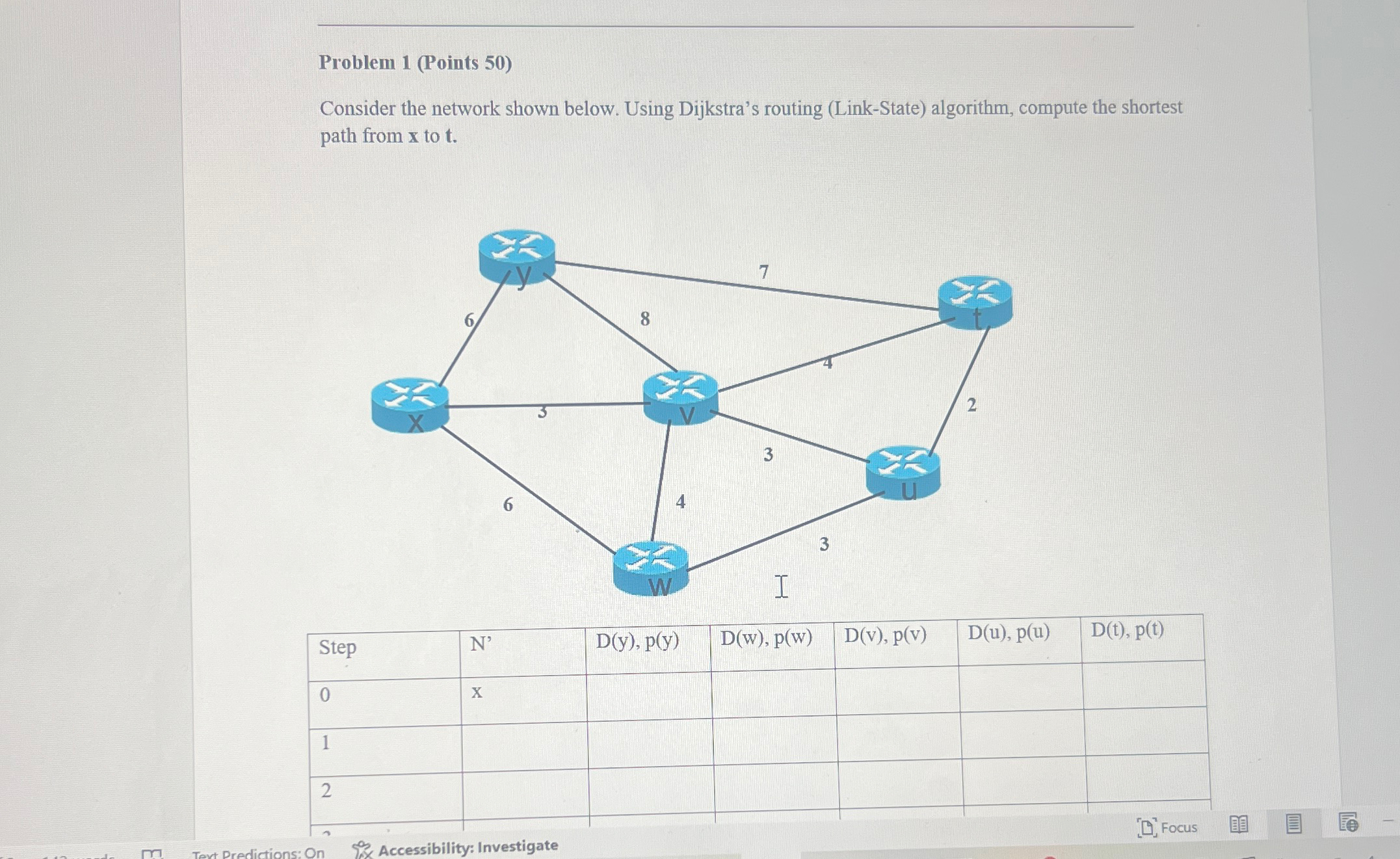 Problem 1 ( Points 5 0 ) Consider the network
