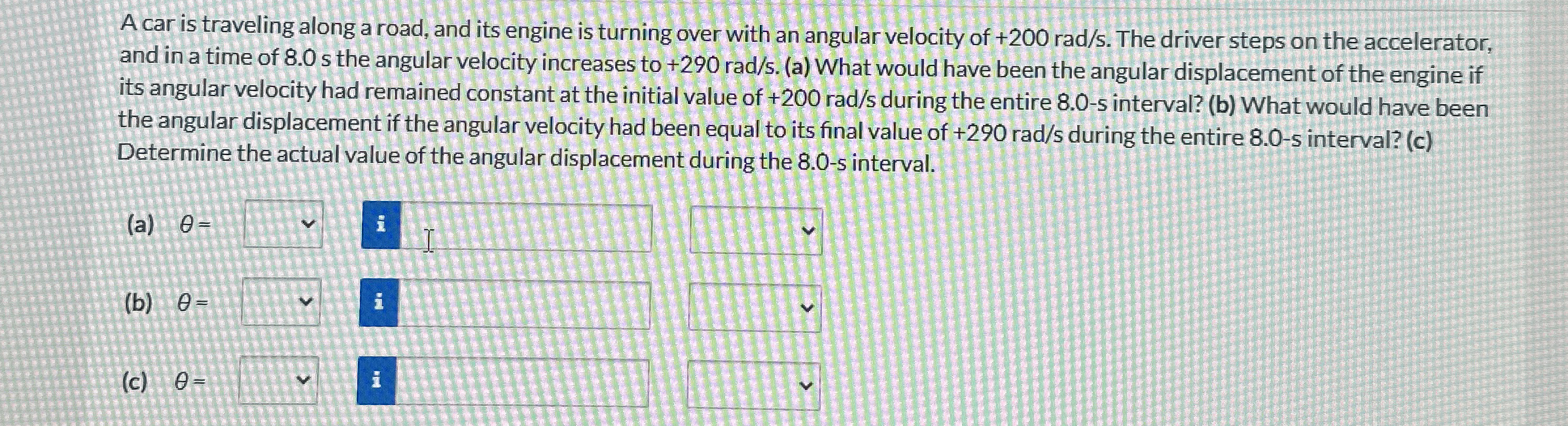 A car is traveling along a road, and its engine