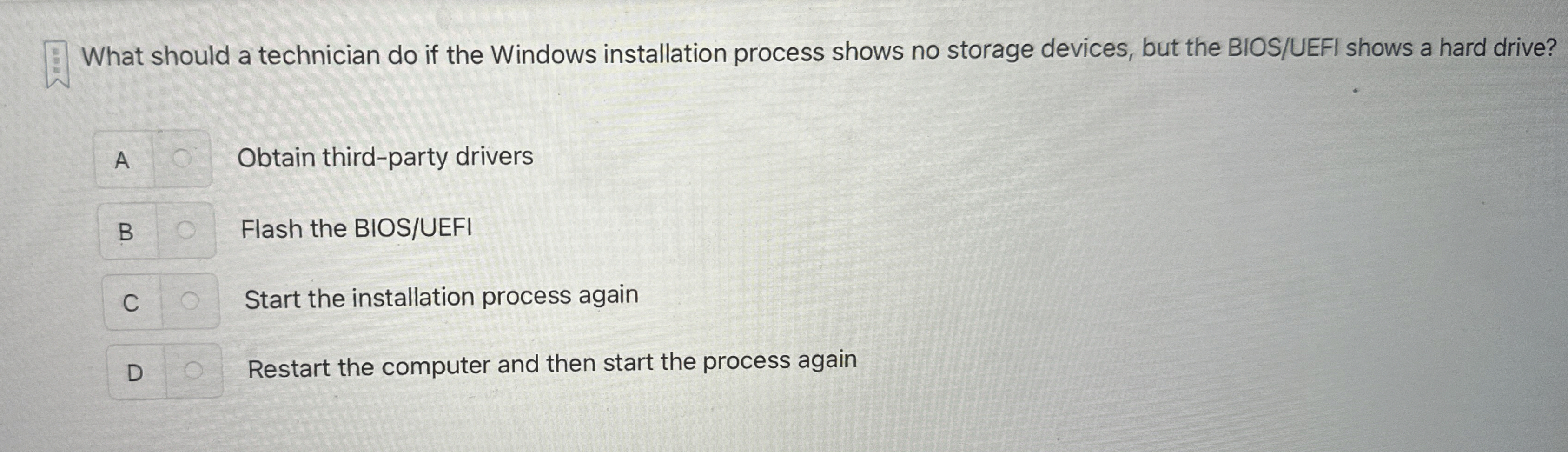 What should a technician do if the Windows