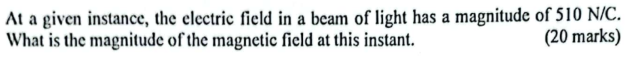 At a given instance, the electric field in a beam