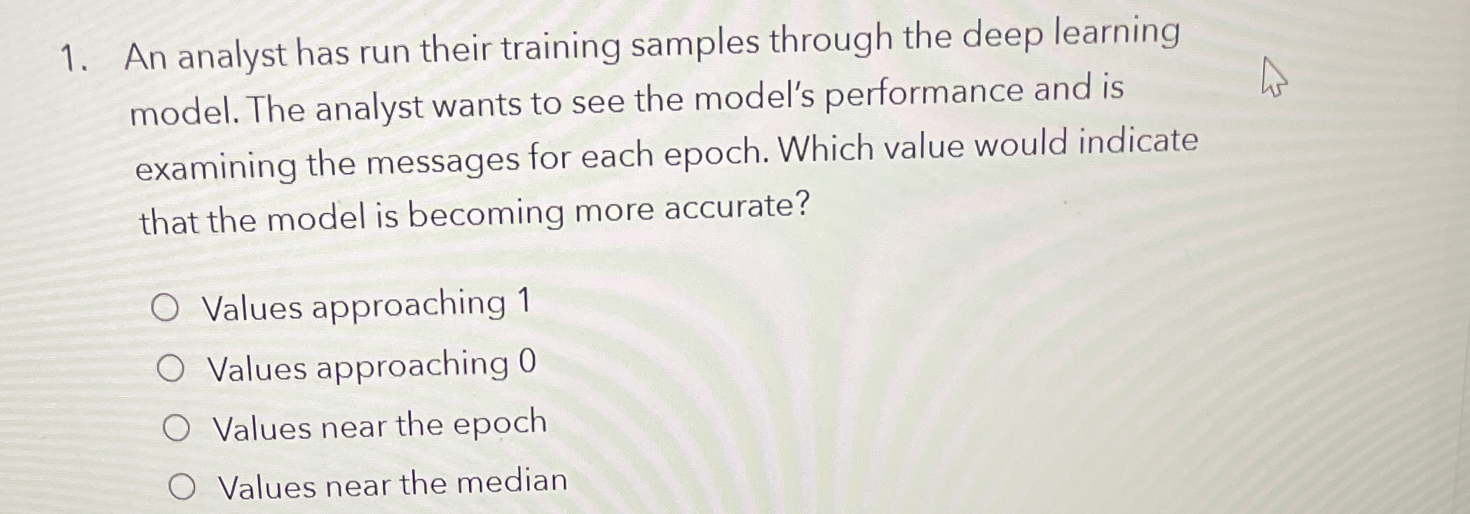 An analyst has run their training samples through