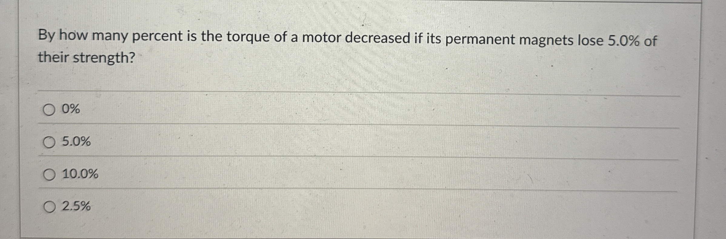 By how many percent is the torque of a motor
