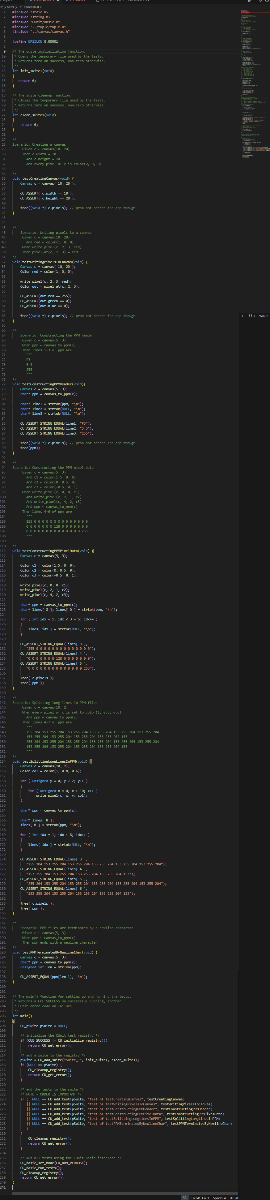 Please write a canvas.c file in C unit that