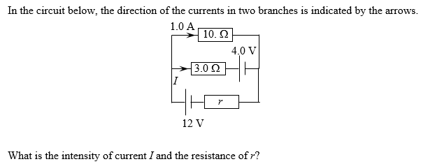 In the circuit below, the direction of the