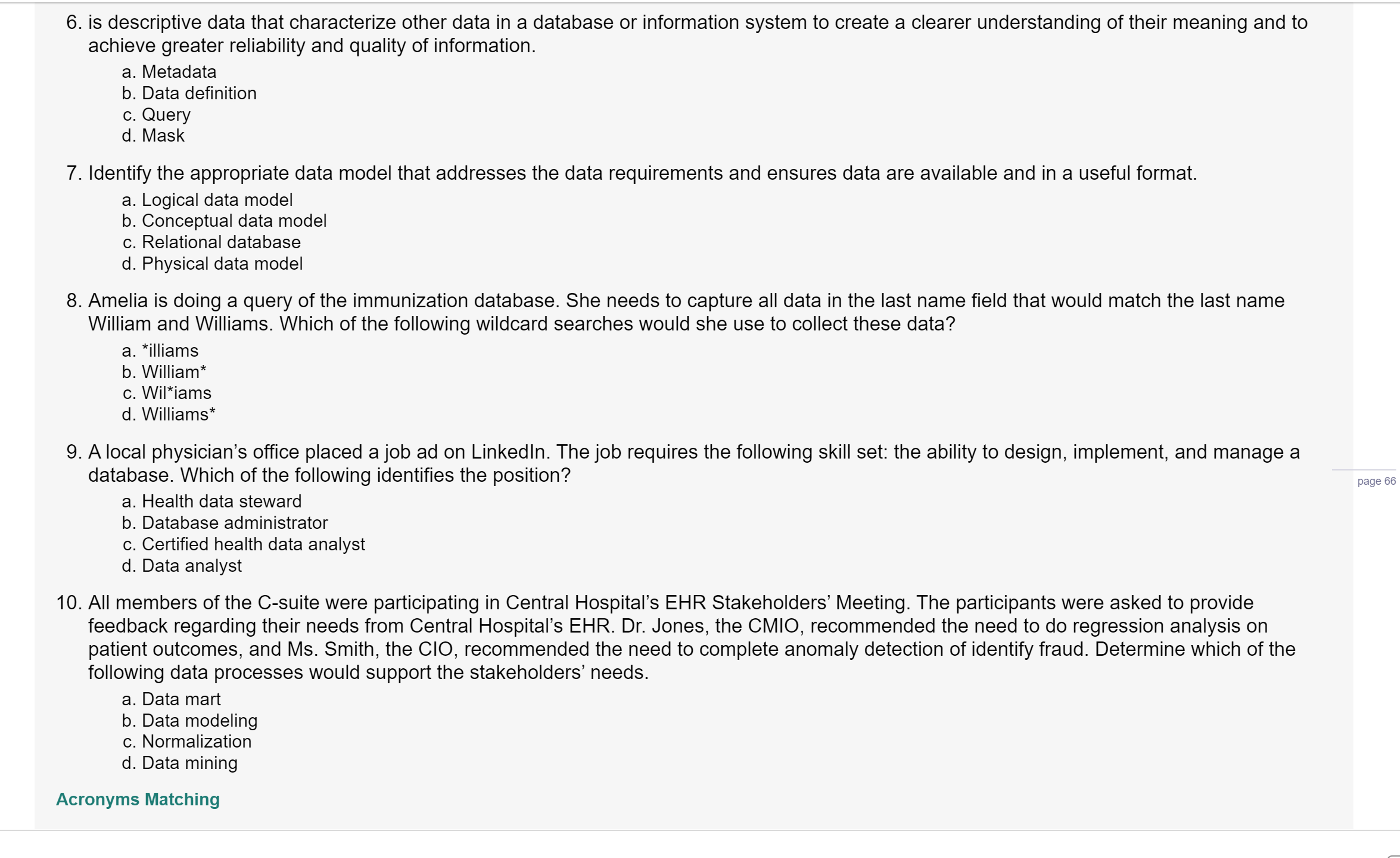 is descriptive data that characterize other data