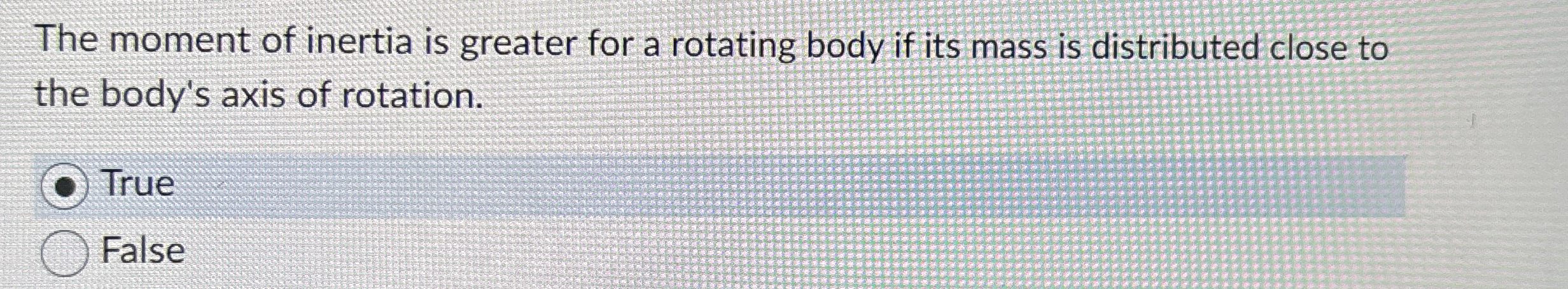 The moment of inertia is greater for a rotating