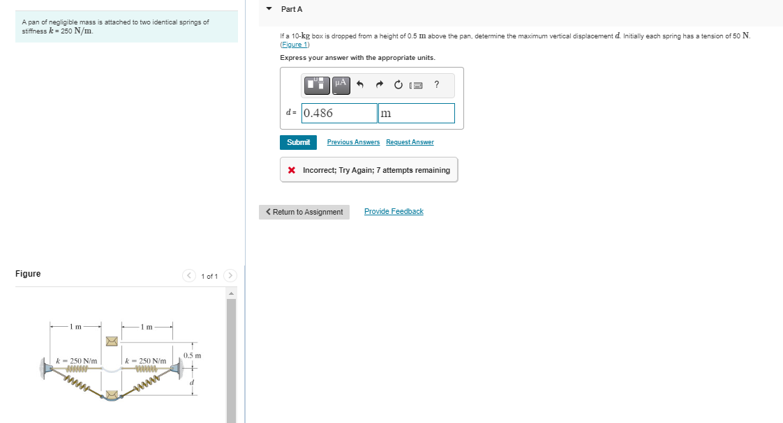 A pan of negligible mass is attached to two