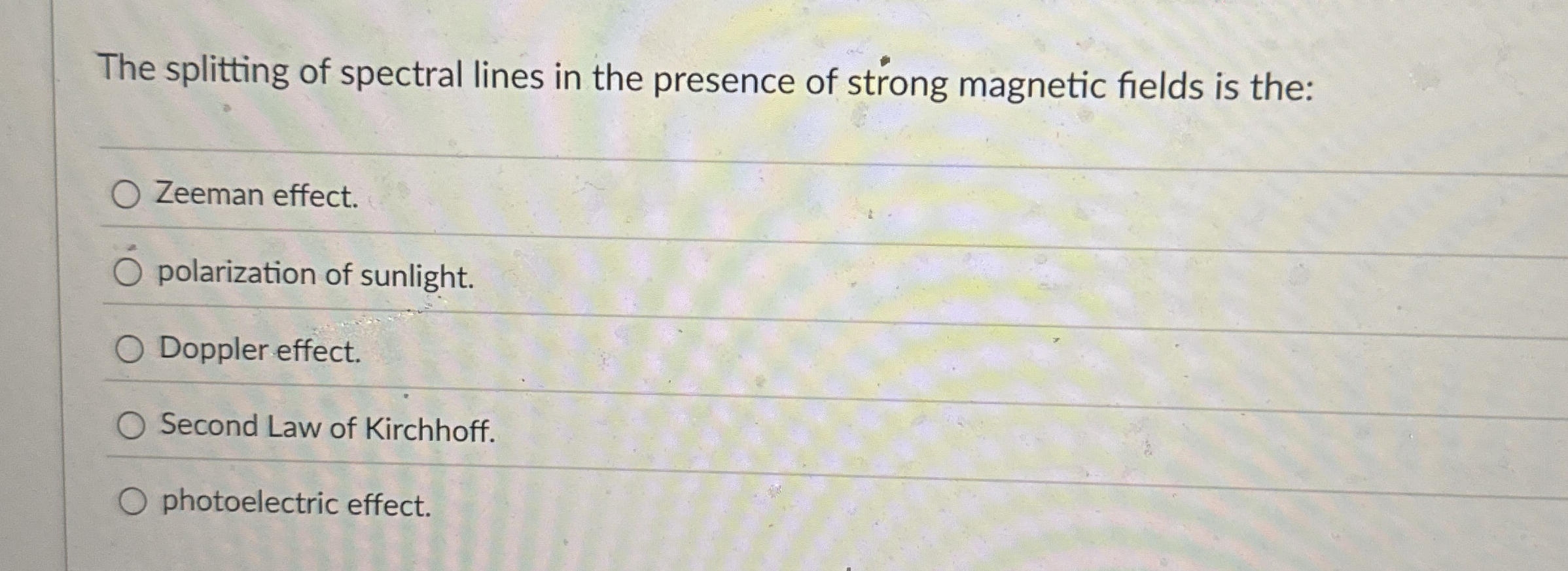 The splitting of spectral lines in the presence