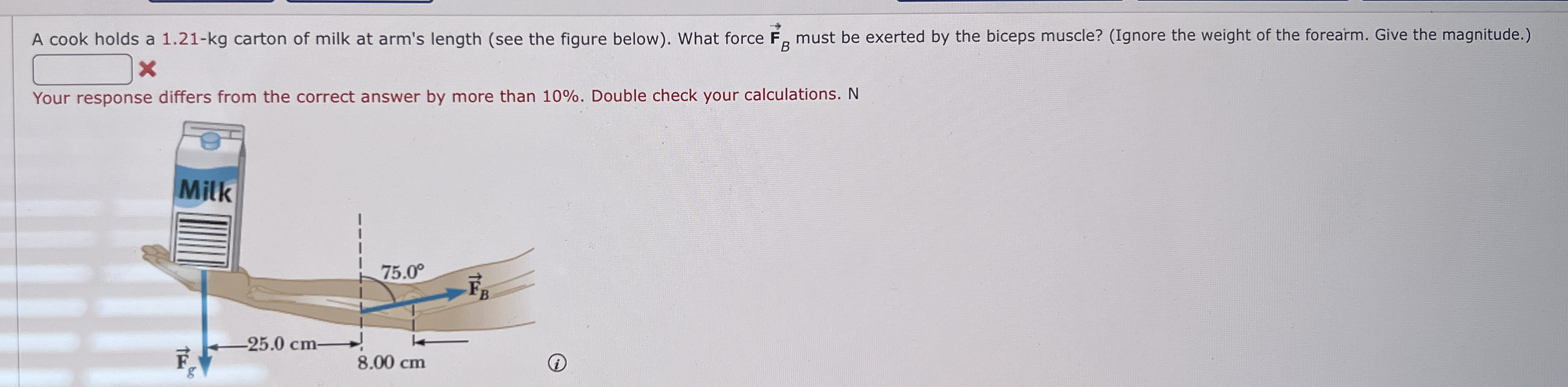 A cook holds a 1 . 2 1 - kg carton of milk at