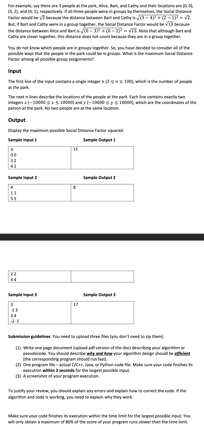 Time limit: 2 seconds To stay safe, parks and