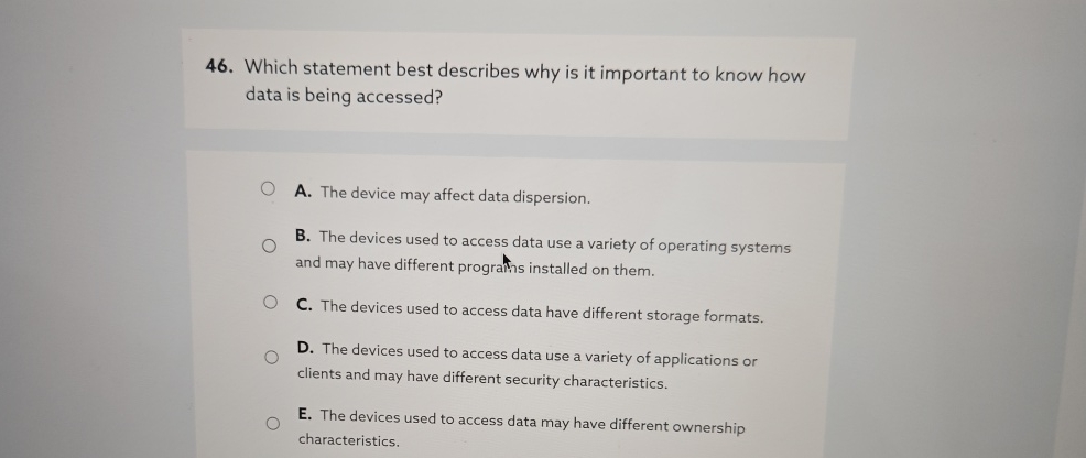 Which statement best describes why is it