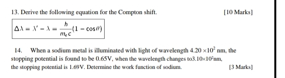 Derive the following equation for the Compton