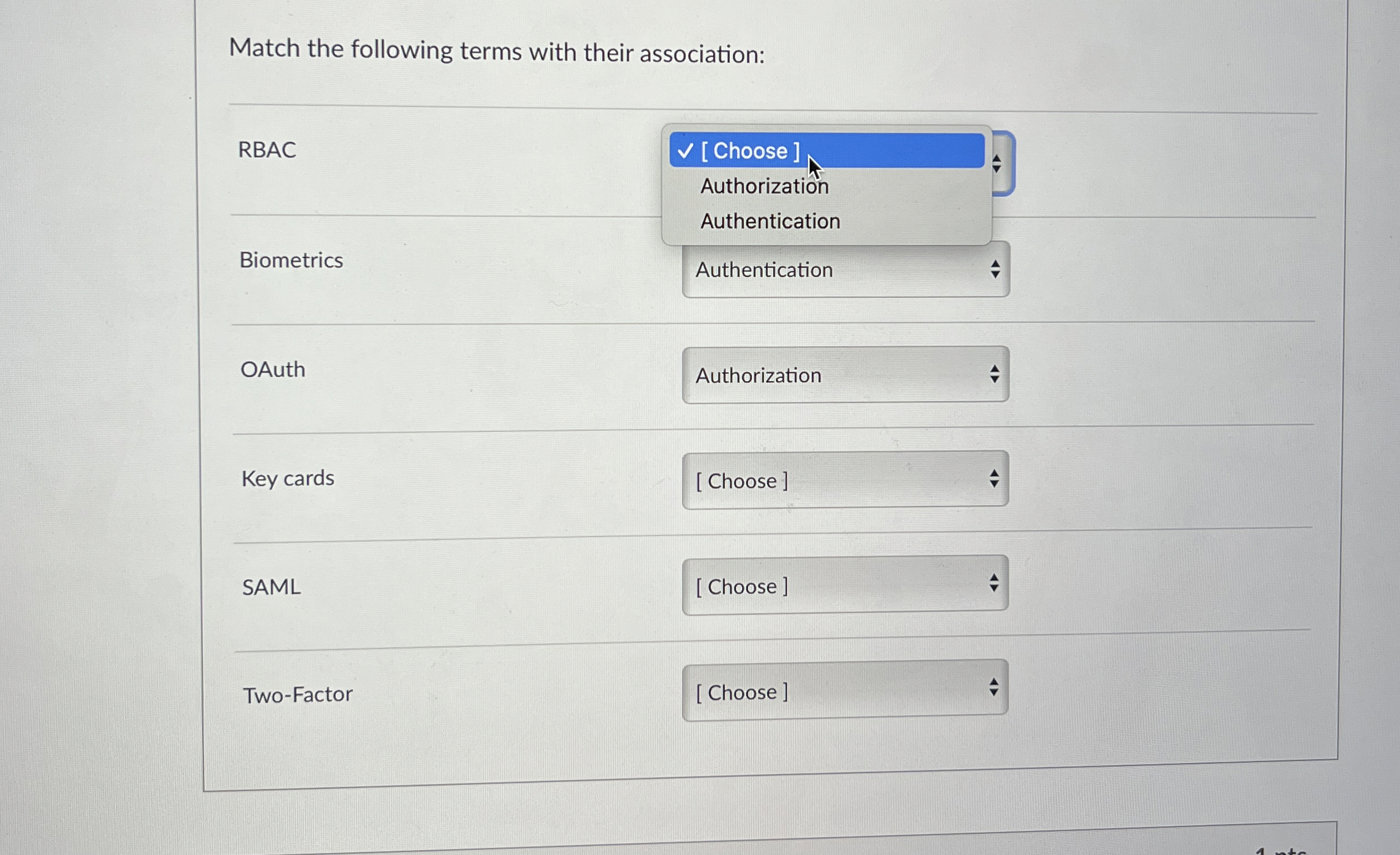 Match the following terms with their association: