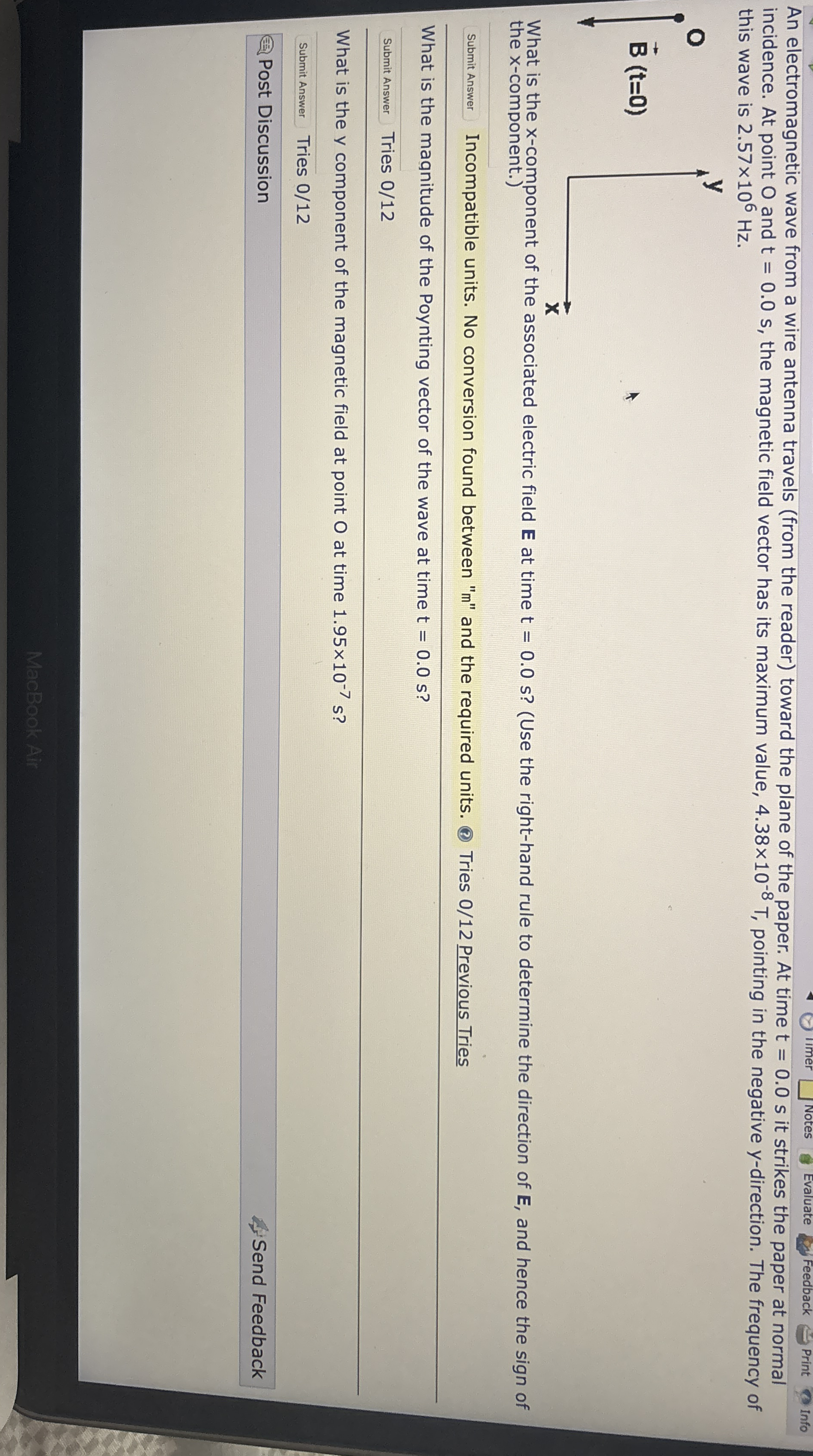 An electromagnetic wave from a wire antenna