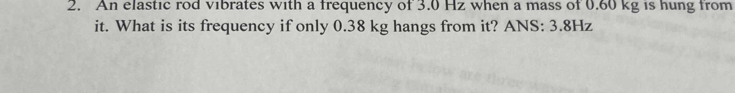 An elastic rod vibrates with a frequency of 3 . 0