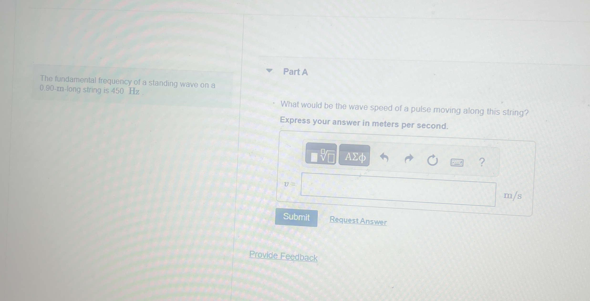 The fundamental frequency of a standing wave on a