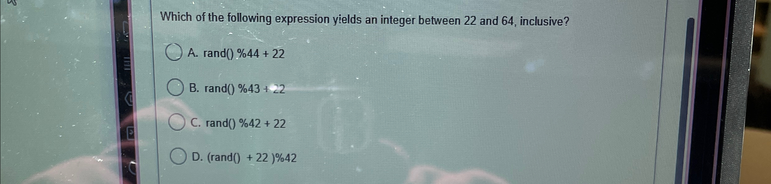 Which of the following expression yields an