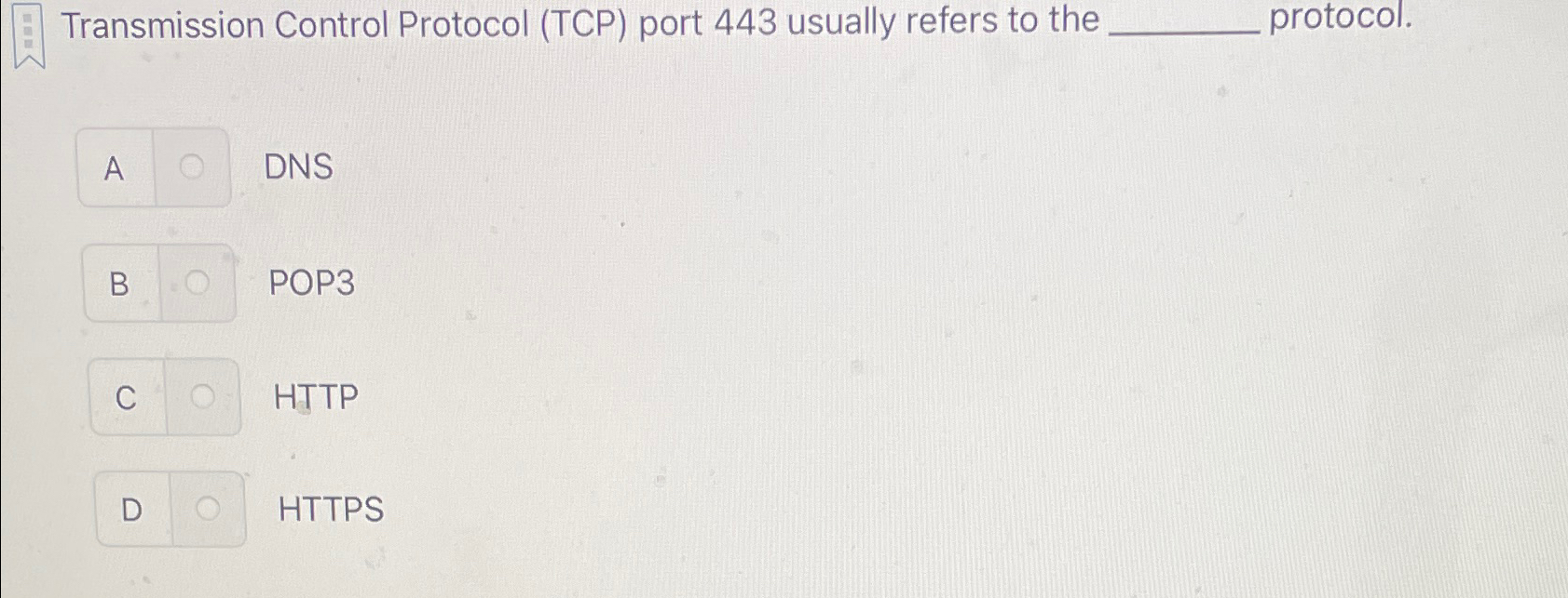 Transmission Control Protocol ( TCP ) port 4 4 3