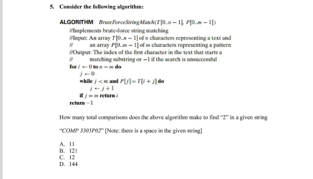 Consider the following algorithm:How many total