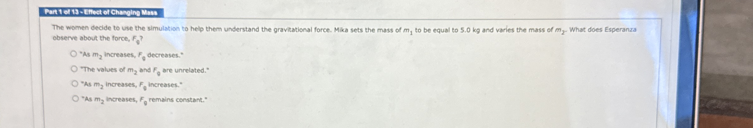 Part 1 of 1 3 - EFifect of Changing Mass The