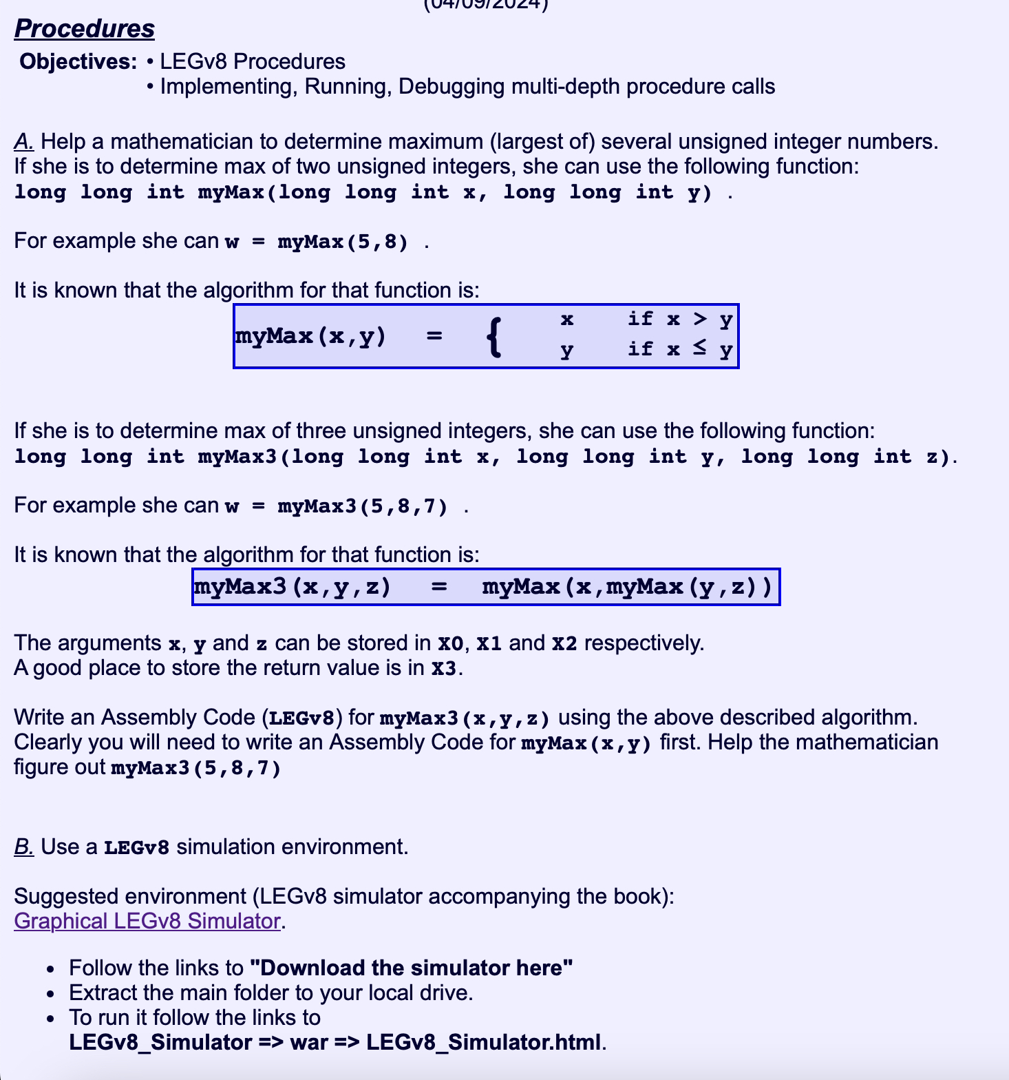 ( MAKE SURE THE CODE RUNS WITHOUT ERRORS IN LEGv