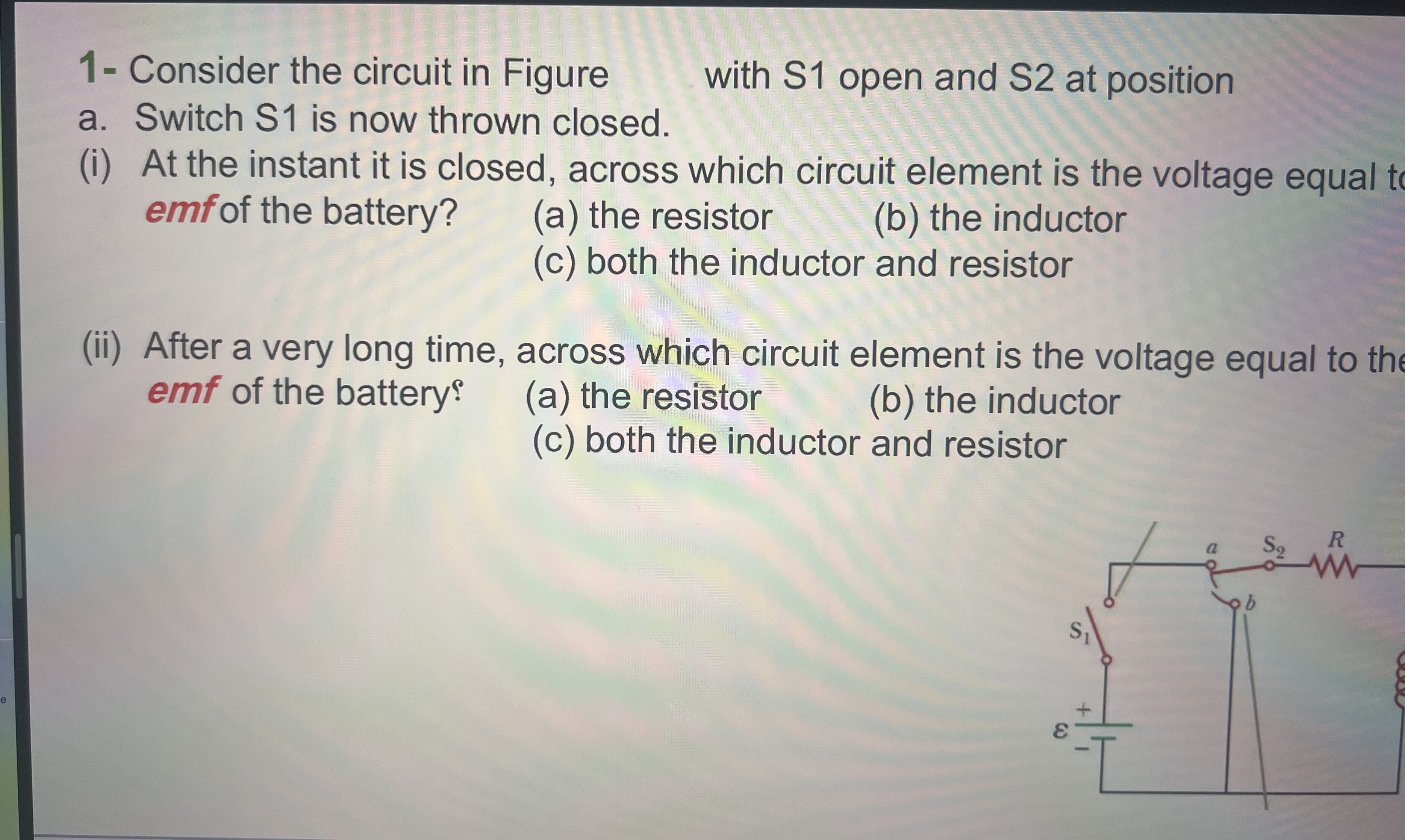 1 - Consider the circuit in Figure with S 1 open