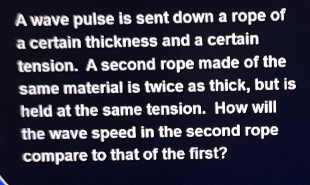 A wave pulse is sent down a rope of a certain