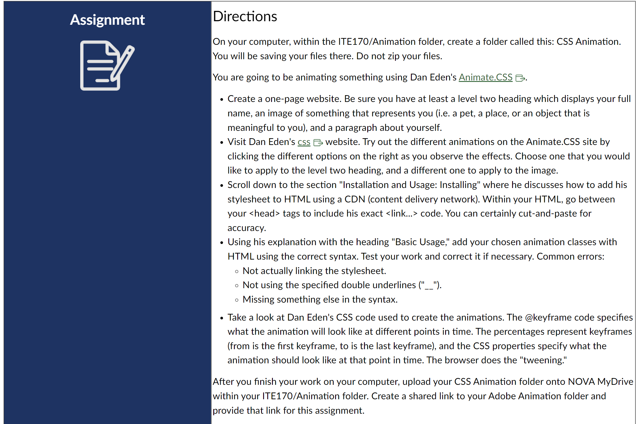 Assignment Directions On your computer, within