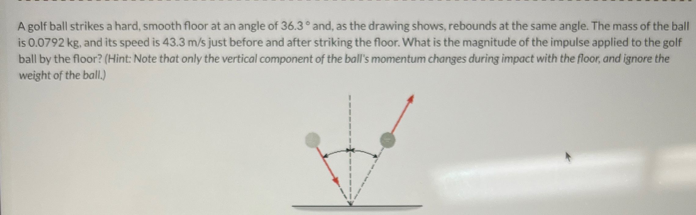 A golf ball strikes a hard, smooth floor at an