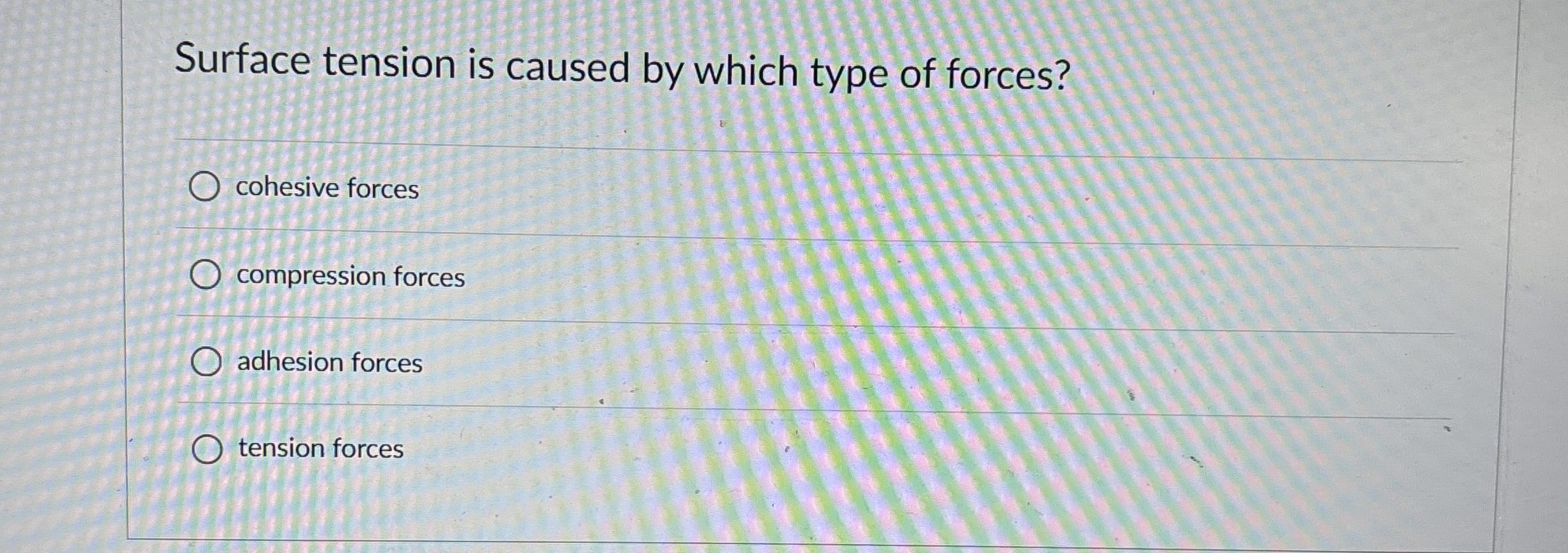 Surface tension is caused by which type of