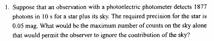 1 . Suppose that an observation with a