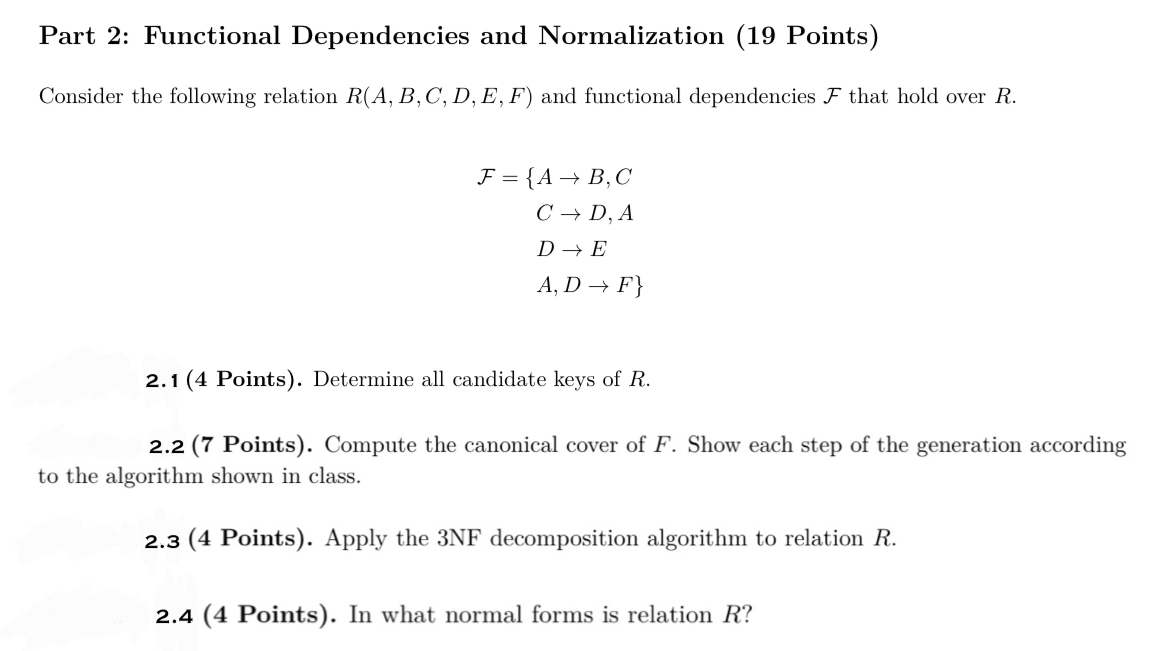 Part 2 : Functional Dependencies and