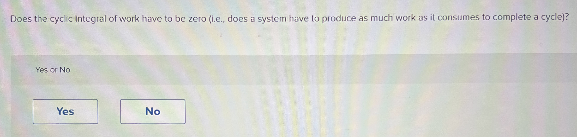 Does the cyclic integral of work have to be zero