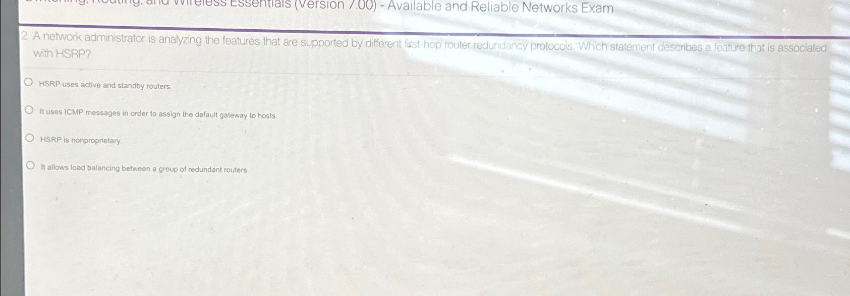 2 A network administrator is analyzing the