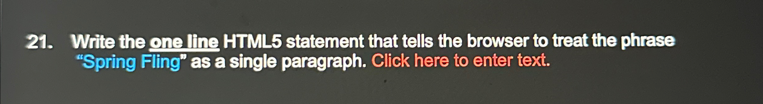 Write the one line HTML 5 statement that tells