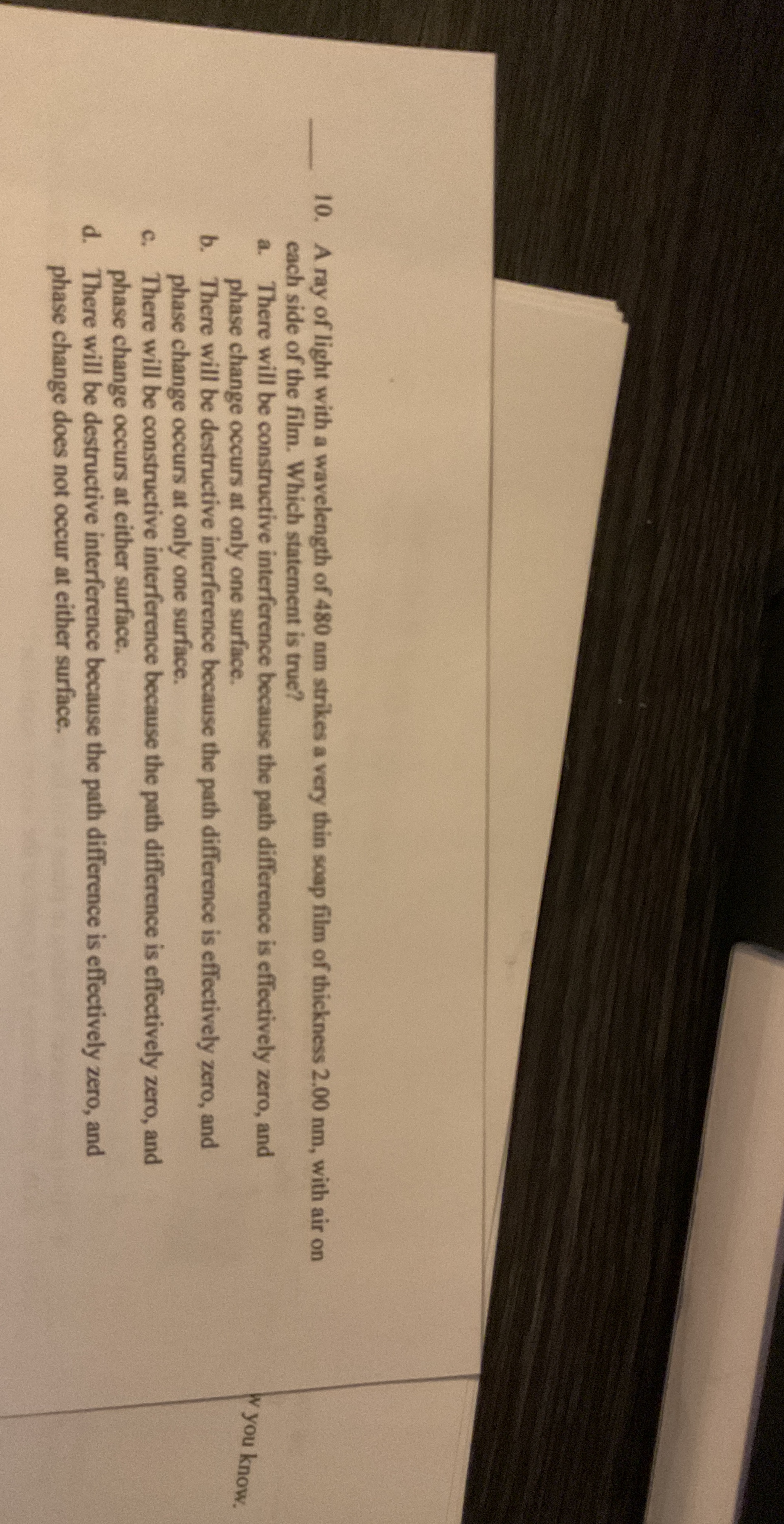 q , 1 0 . A ray of light with a wavelength of 4 8