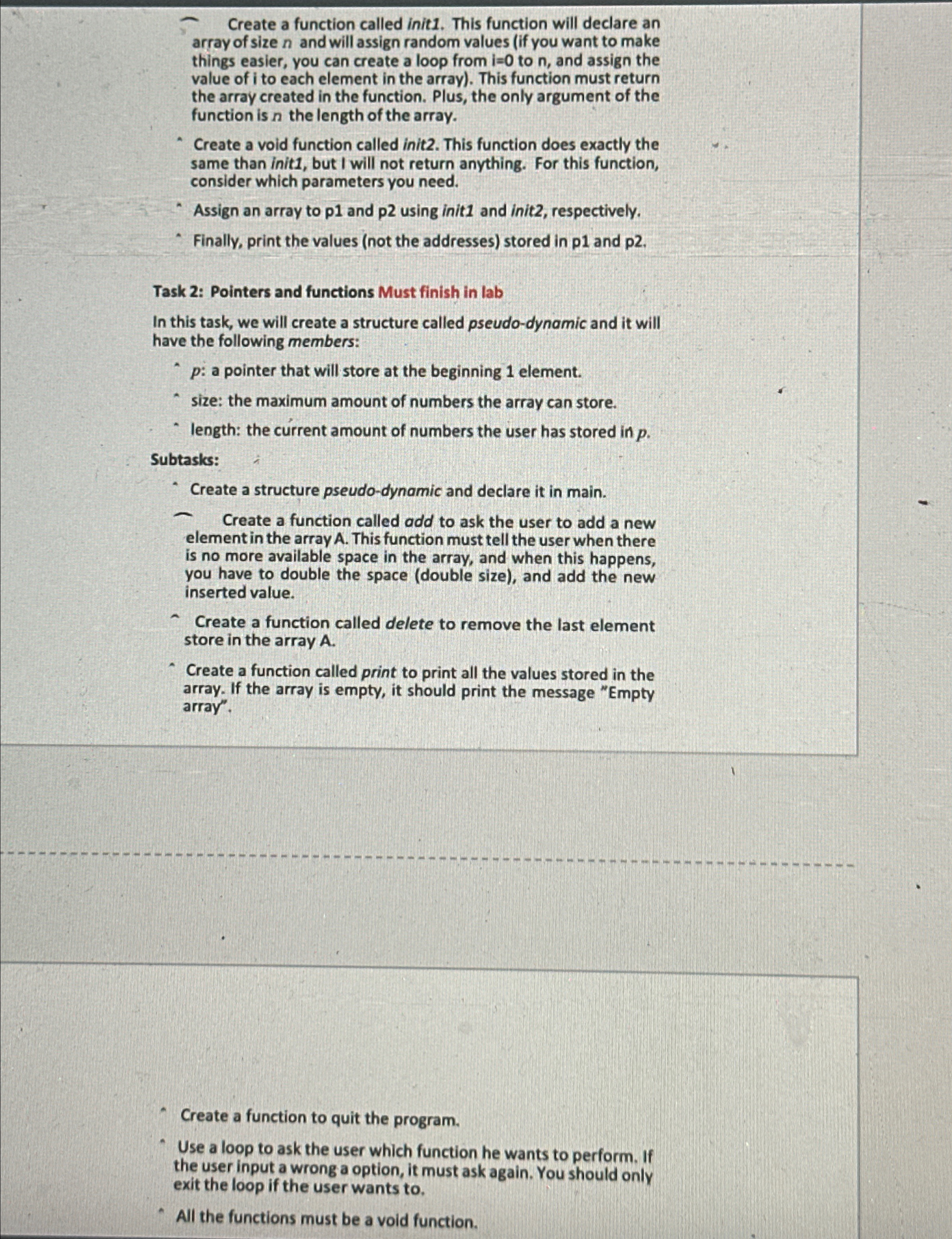 CODING IN C . Create a function called init 1 .